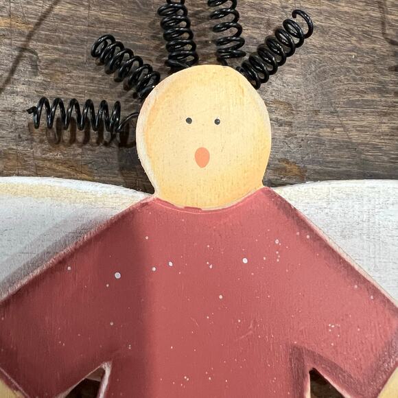 Vintage Collectible Christmas Ornaments keepsakes wood angel with wire hair - Picture 6 of 6
